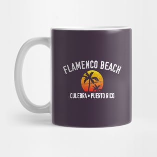 Flamenco Beach - Culebra - Puerto Rico Vintage Sunset Palm Mug